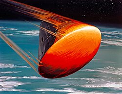 Artist's rendition of an Apollo Command Module aerobraking