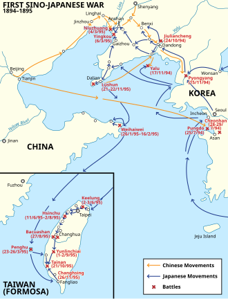 Major battles and troop movements during the First Sino-Japanese War