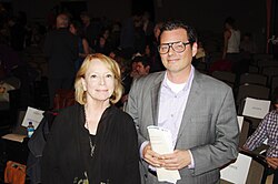 NBCC past president Jane Ciabattari and then-current president Eric Banks at the 2011 Awards, March 2012.