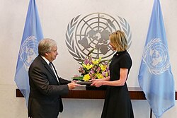 Kelly Craft presents credentials to Secretary-General of the United Nations António Guterres in 2019