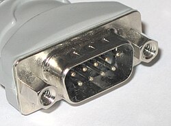A male DE-9 connector (plug)