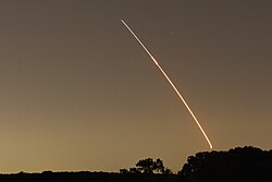 LADEE heads into orbit, as seen from Virginia (long-exposure photo)