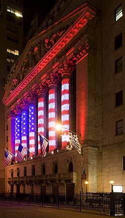 The New York Stock Exchange at Christmas time