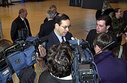Taft addresses local media, 2001