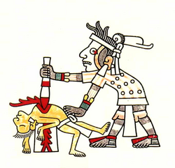Human sacrifice depicted in the Codex Laud