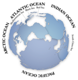 Map of the world's oceans