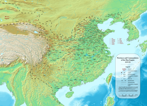 Provinces and commanderies in 219 AD, the penultimate year of the Han dynasty