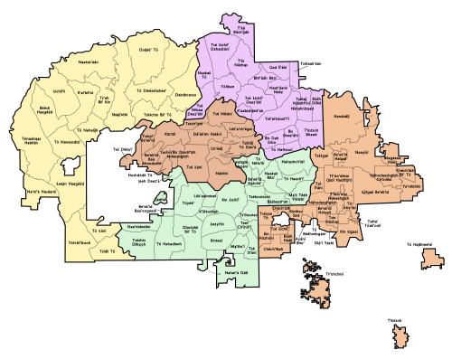 Map of Navajo Nation agencies and chapters