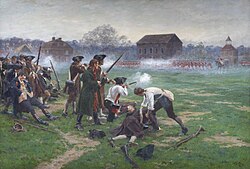 A 1910 painting of the Battle of Lexington