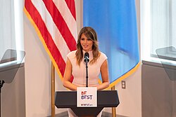 Trump speaking at a United Nations event