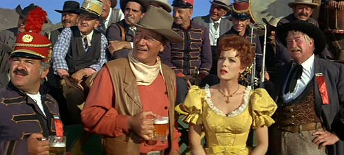 Jack Kruschen, John Wayne, O'Hara and Chill Wills in McLintock! (1963)