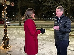 Hunt interviewing Michael Bennet in 2020 for Kasie DC