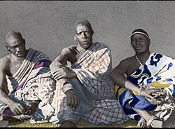 Three young Ngoni chiefs. The Ngoni made their way into Eastern Zambia from KwaZulu in South Africa. They eventually assimilated into the local ethnic groups.