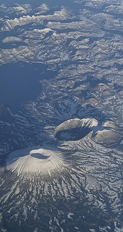 Volcano field on Kruzof Island with Mt. Edgecumbe, Crater Ridge, and several smaller cones.