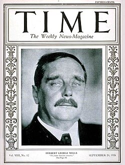 H. G. Wells, one day before his 60th birthday, on the front cover of Time magazine, 20 September 1926