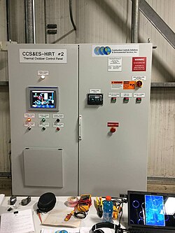 Control panel with a PLC user interface for thermal oxidizer regulation