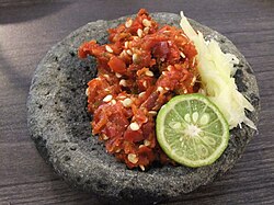 Sambal is a typical Javanese chili sauce that is very popular in the region and influences many traditional dishes.