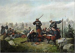 Spanish infantry during the war, by José Benlliure (1876).
