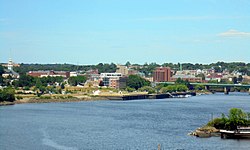 I-395 offers a wide view of downtown Bangor from Veterans Remembrance Bridge