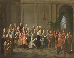 A Yamacraw delegation meeting with the Trustees for the Establishment of the Colony of Georgia in America in 1734