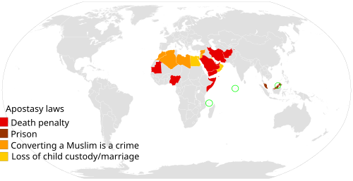 Apostasy penalties in 2020 by country[81]