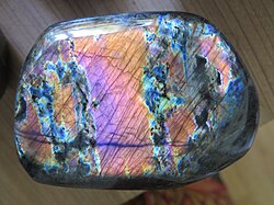 Spectrolite with purple, pink, and orange iridescence