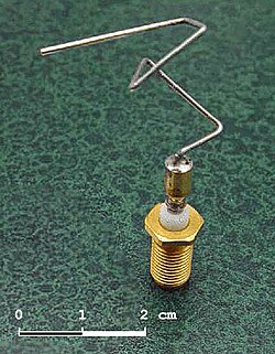 The 2006 NASA ST5 spacecraft antenna. This complicated shape was found by an evolutionary computer design program to create the best radiation pattern. It is known as an evolved antenna.