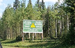 Avalanche warning sign near Banff, Alberta