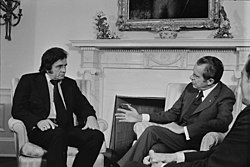 Cash promoting prison reform during his meeting with President Richard Nixon in the Oval Office at the White House in July 1972