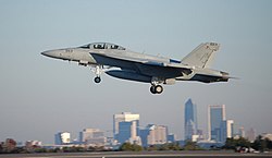 A Boeing F/A-18E/F Super Hornet at Naval Air Station Jacksonville