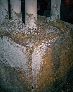 Concrete damaged by acid rain