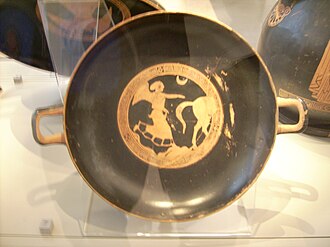 Attic Kylix with Selene and her horse and crescent Moon, circa 450 BC, by the Brygos Painter.