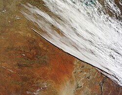 Unsettled weather system moving across the Australian desert
