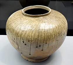 Ash glazed jar from 9th century, Japan.