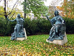 Sculptures Trade (male) and Tolerance (female) in Brno
