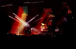 Queen performing in Norway during the Hot Space Tour in 1982