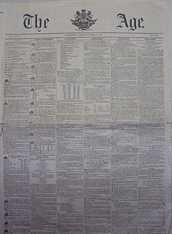 A copy of the first edition of The Age