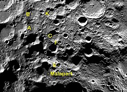 Map showing location of the Malapert "satellite craters"