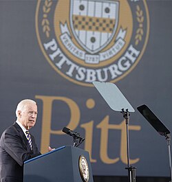 Then-Vice President of the United States Joe Biden speaks at the Petersen Events Center on April 5, 2016.