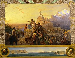 American westward expansion is idealized in Emanuel Leutze's famous painting Westward the Course of Empire Takes Its Way (1861).