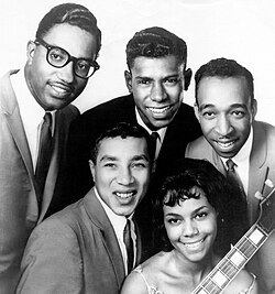 Robinson (front row, left) with the Miracles, circa 1962
