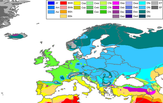 European climate. The Köppen-Geiger climates map is presented by the Climatic Research Unit of the University of East Anglia and the Global Precipitation Climatology Center of the Deutscher Wetterdienst.