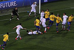Chile vs Brazil at the 2010 World Cup at the round of 16.