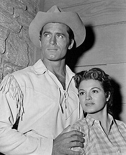 With Clint Walker in Cheyenne, around 1957