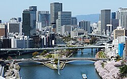 Skyscrapers in Nakanoshima, Osaka; a major financial center in Japan