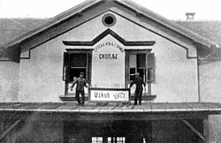 Serbian troops overseeing the city's renaming from "Üsküb" to "Skoplje" following Serbia's annexation of Vardar Macedonia in 1912
