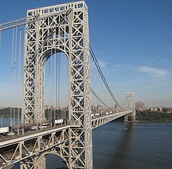 The George Washington Bridge links Upper Manhattan and Fort Lee, New Jersey.