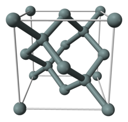 Silicon crystallizes in a diamond cubic crystal structure by forming sp3 hybrid orbitals.[45]