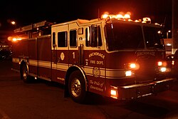 Anchorage Fire Department engine based at its downtown station, responding to a call early in the morning