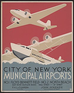 Works Progress Administration (WPA) poster promoting the LaGuardia Airport project (1937)